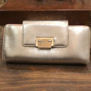 Kate Spade Metallic Silver with Pink lining